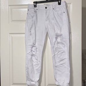 JBD Destroyed White Boyfriend Jeans